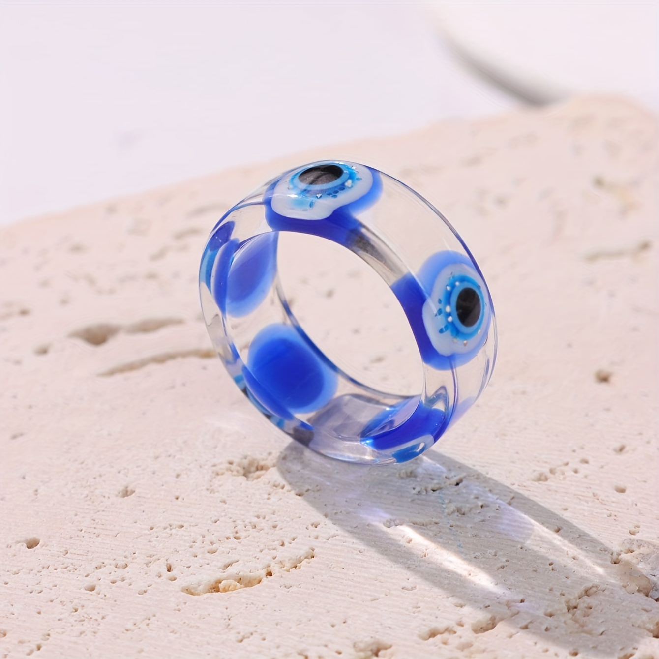 Vintage Evil Eye Resin Ring for Casual Wear